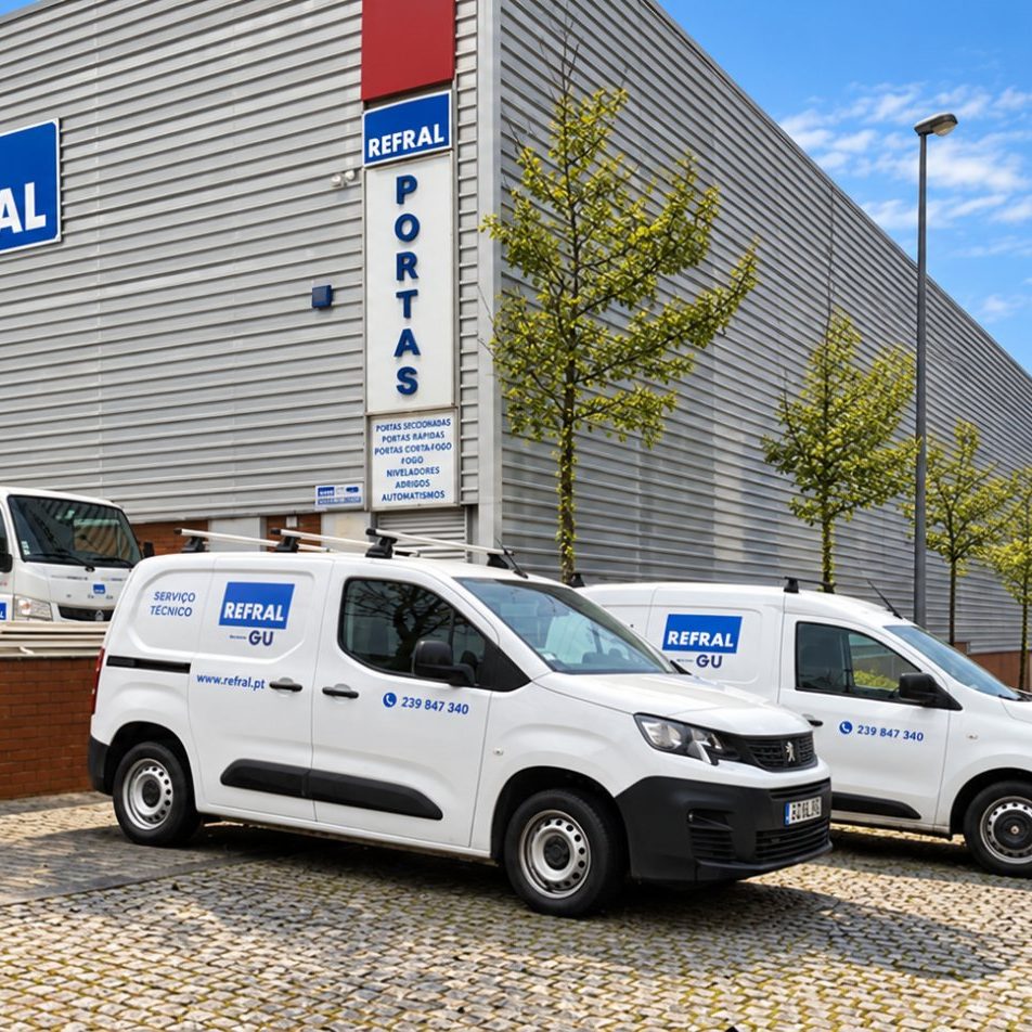 Instalações da Refral com as carrinhas de assistência técnica